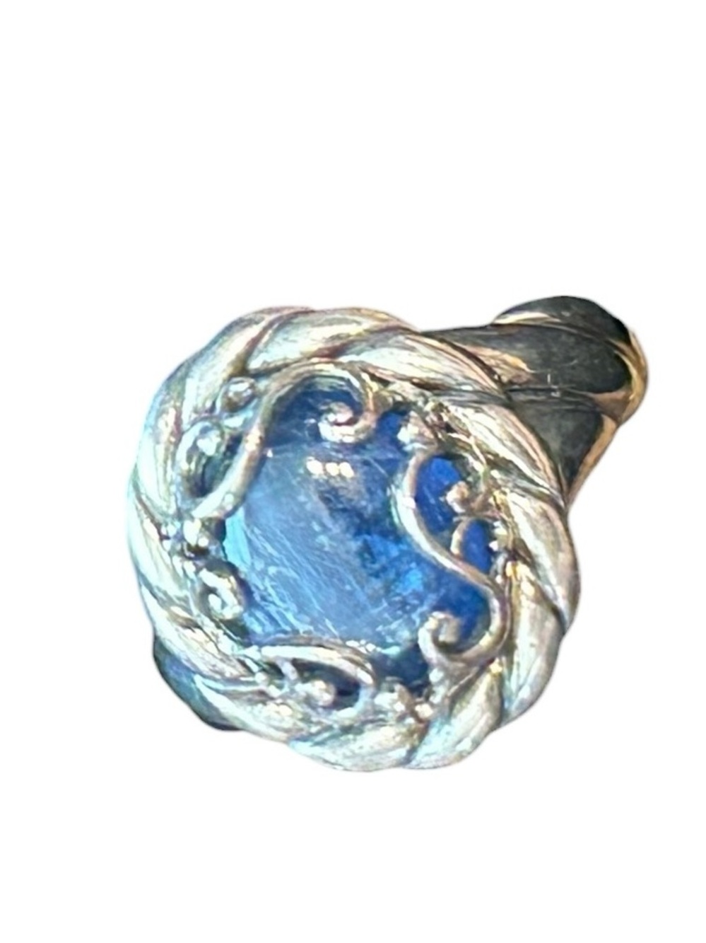 Carolyn Pollack Relios Signed 925 Sterling Silver Oval Blue Kyanite Ring Sz 9